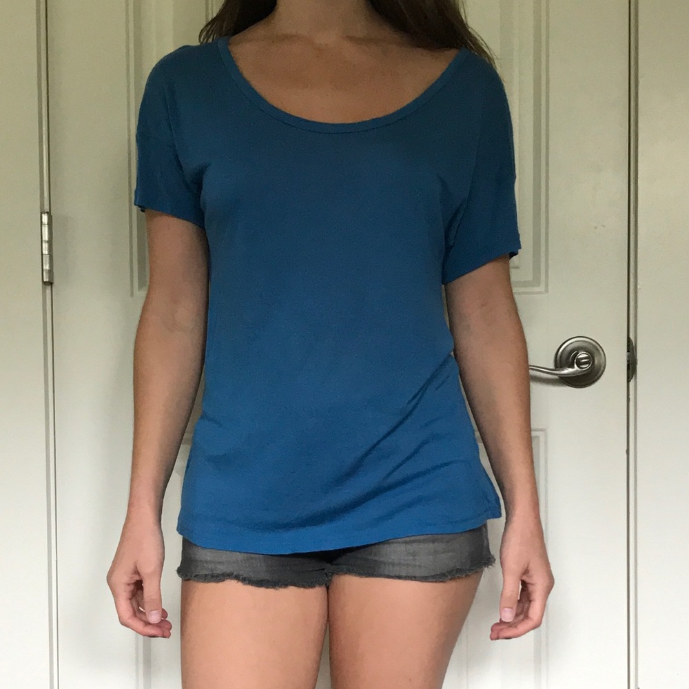 Rubbish short sleeve scoop neck tee blue